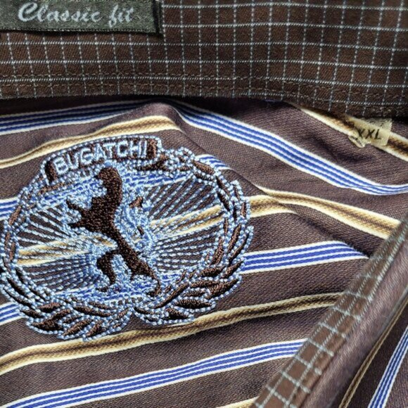 Bugatchi Men's Dress Shirt Size XXL Classic Fit Striped 2 Button Angle Cuff - Picture 4 of 9